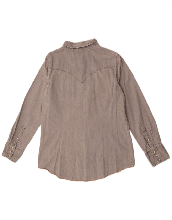 Wrangler Damen Westernhemd UK 16 Large Graue Baumwolle