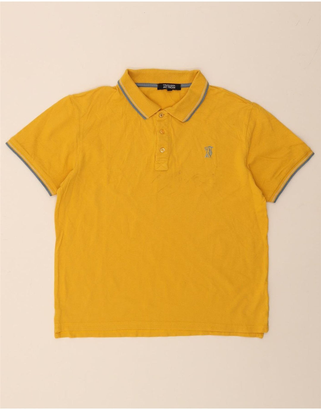 TRUSSARDI Mens Polo Shirt Large Yellow Cotton Vintage Trussardi and Second-Hand Trussardi from Messina Hembry 