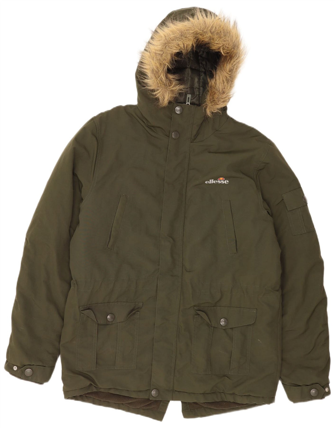 Ellesse Herren-Parkajacke mit Kapuze, UK 38, mittleres Khaki-Nylon