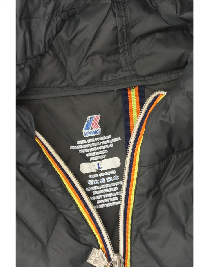 K-Way Herren-Jacke mit Kapuze, gepolstert, UK 40, Größe L, Grau, Polyamid