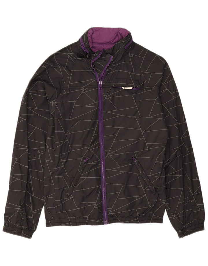 CONVERSE Womens Reversible Jacket UK 14 Medium Black Geometric