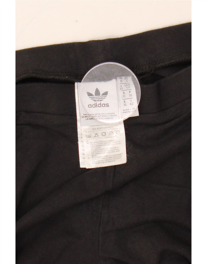 ADIDAS Damen Leggings UK 10 Small Schwarz Baumwolle
