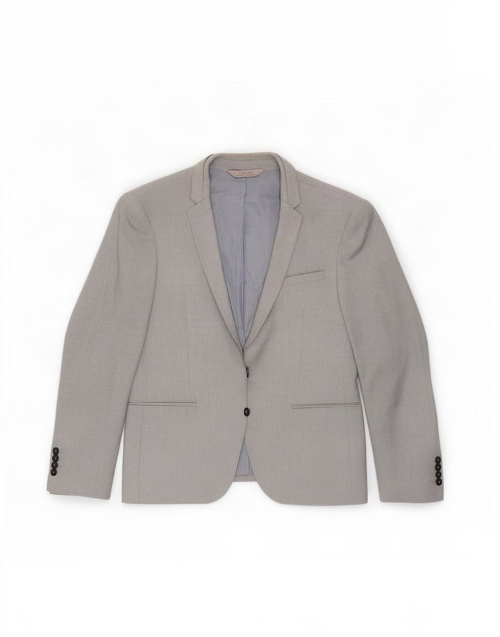 Zara Herren-Blazerjacke mit 2 Knöpfen, EU 56, XL, grau, Polyester