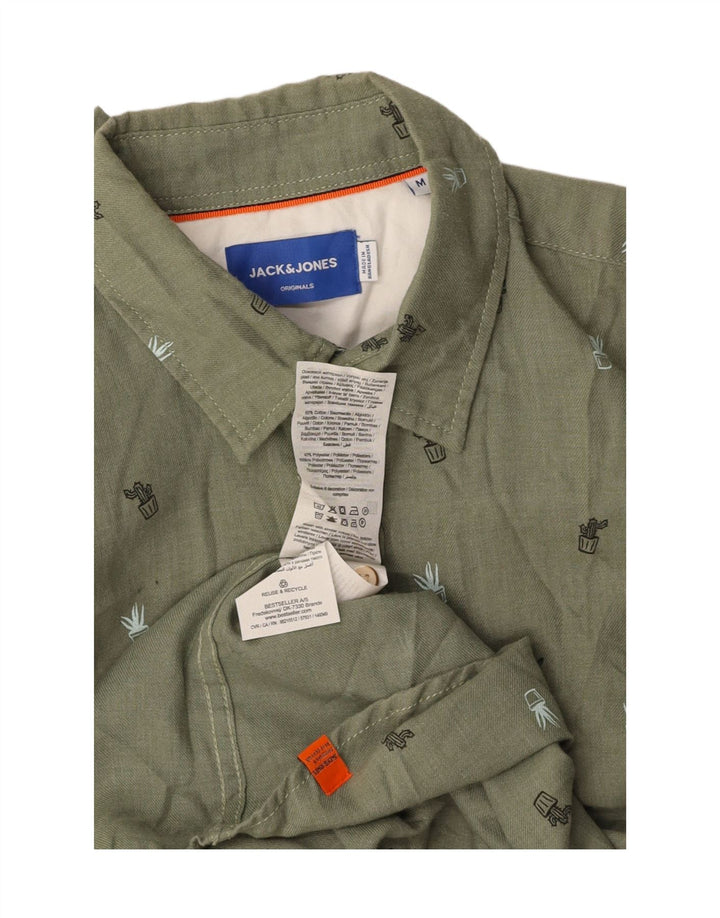 JACK & JONES Herrenhemd aus mittelgrün gefleckter Baumwolle