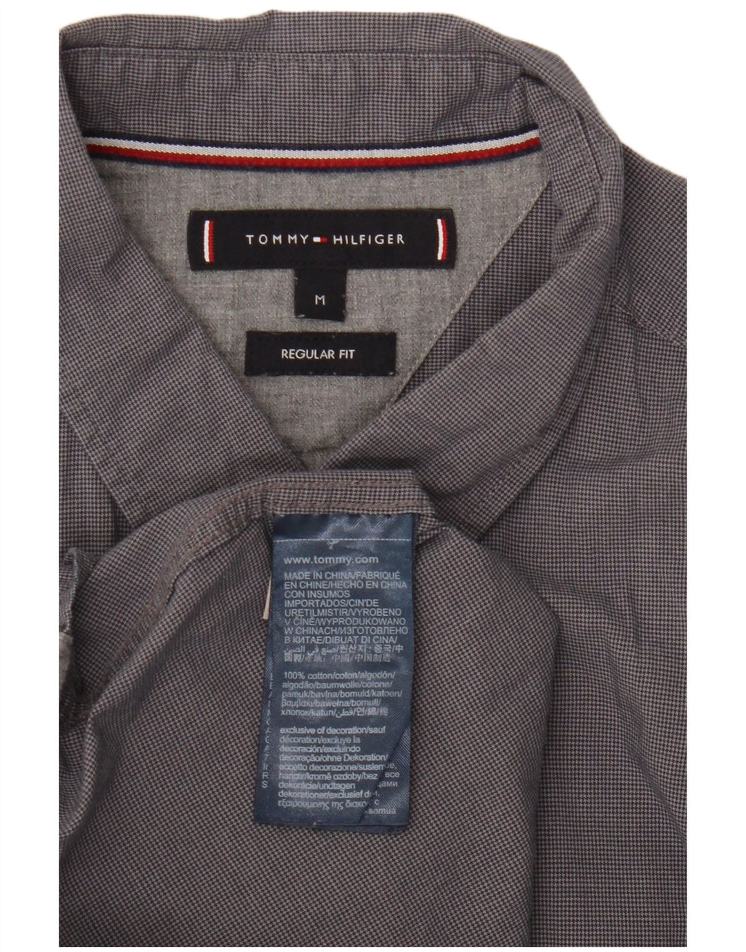 Tommy Hilfiger Herren-Hemd mit normaler Passform, mittelgraue Baumwolle