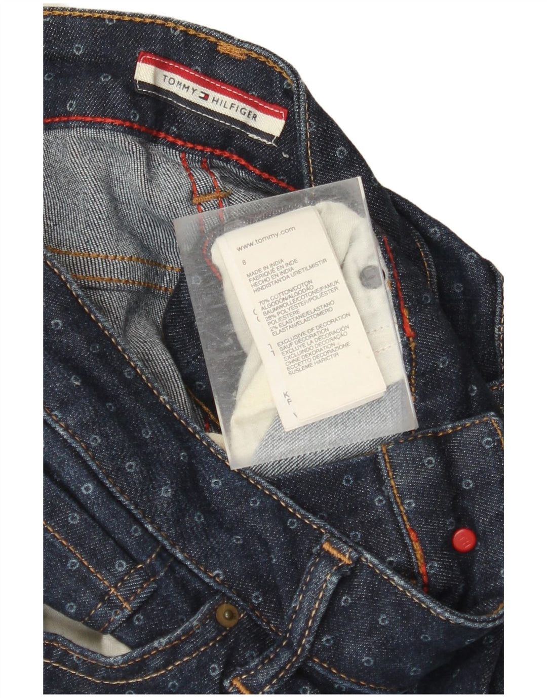 TOMMY HILFIGER Damen Freizeithose US 8 Medium W30 L30 Blau gepunktet