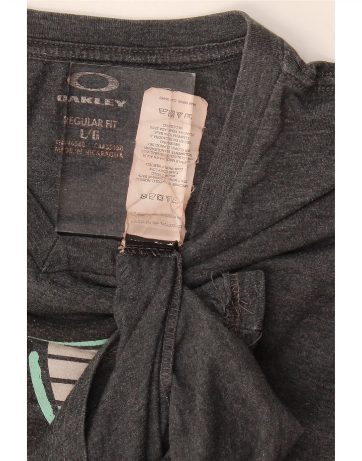 OAKLEY Mens Regular Fit Graphic T-Shirt Top Large Grey Cotton Vintage Oakley and Second-Hand Oakley from Messina Hembry 