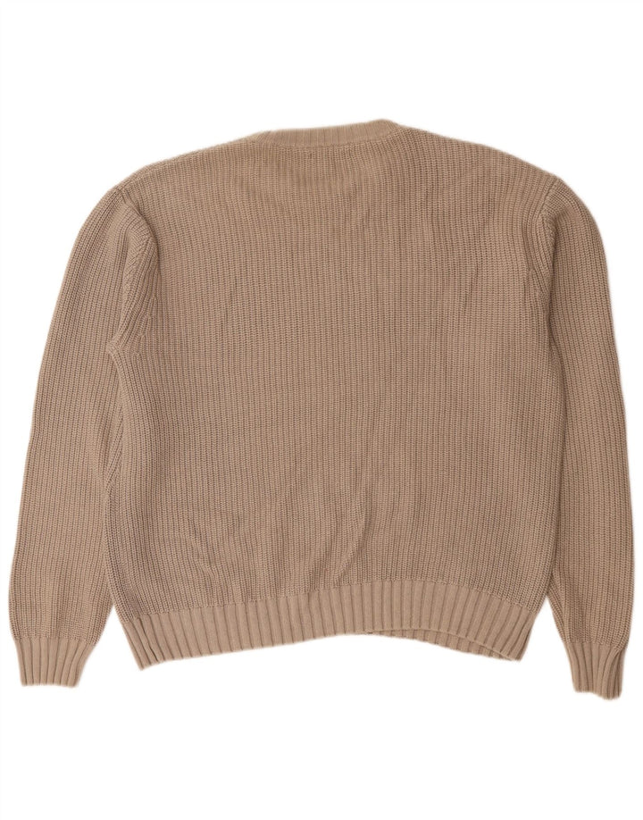 Zara Herren-Pullover mit U-Boot-Ausschnitt, mittelbeige Baumwolle