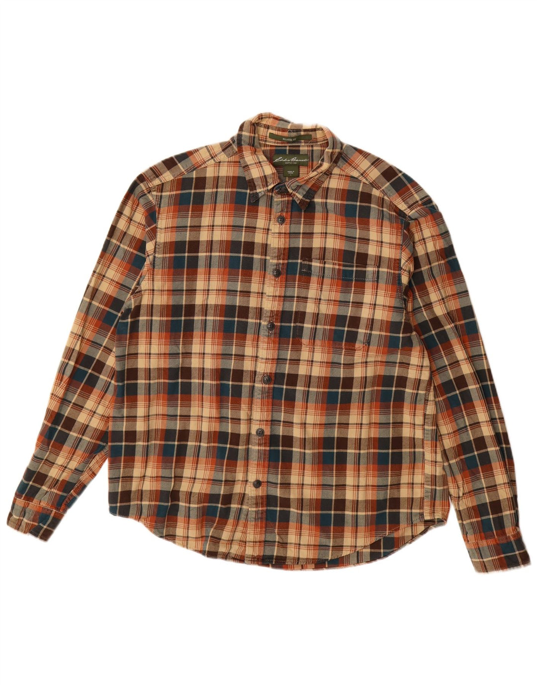 Eddie Bauer Herren-Flanellhemd, groß, beige, kariert, Baumwolle