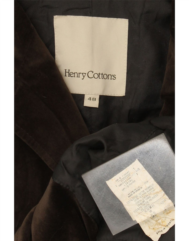 Henry Cottons Damen-Blazerjacke aus Samt mit 2 Knöpfen, IT 48, XL, braune Baumwolle
