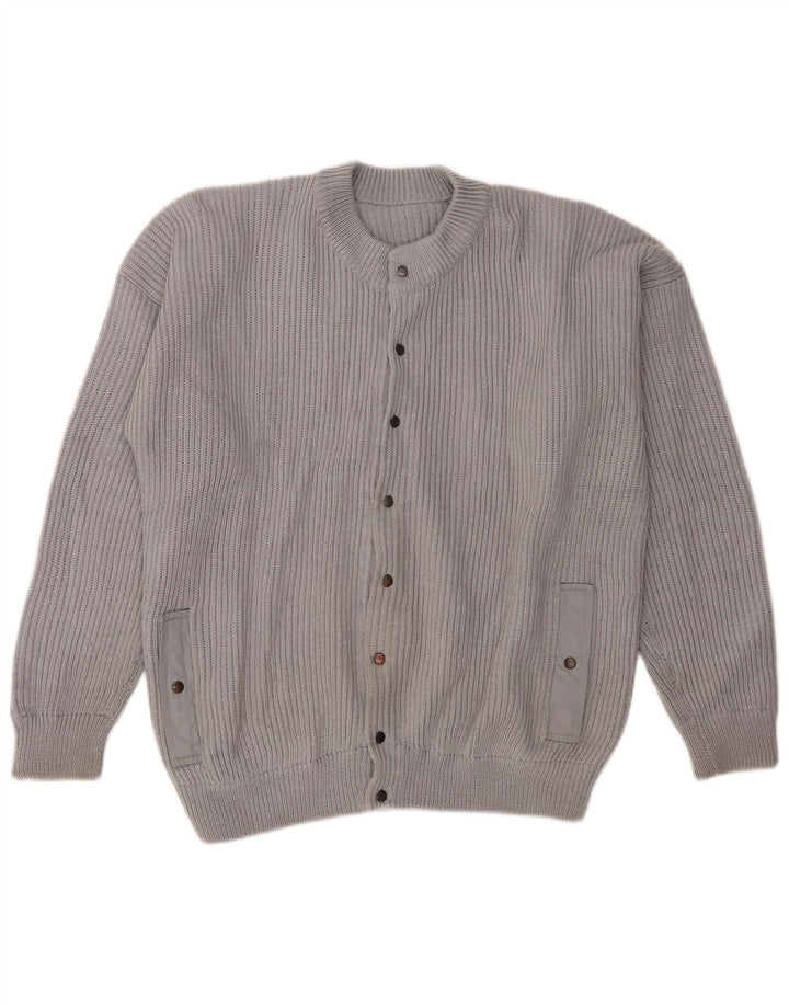 Vintage Herren Cardigan Pullover Mittelgrau Retro