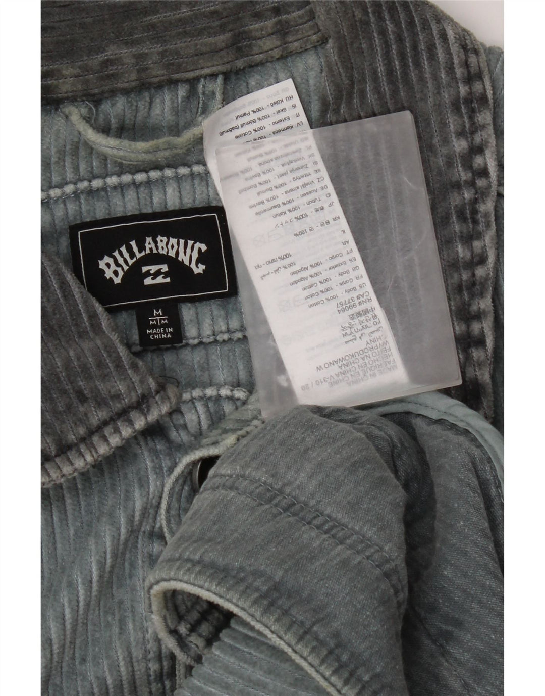 Billabong Herren Cordjacke UK 38 Mittelblaue Baumwolle