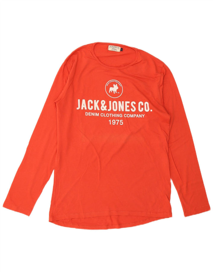 JACK & JONES Herren-Oberteil mit Grafik, langärmelig, groß, Orange, Baumwolle