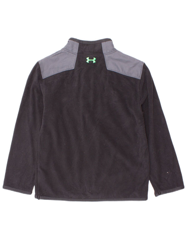 Under Armour Jungen-Fleecepullover mit Reißverschluss am Hals, 4–5 Jahre, schwarzes Farbblockdesign