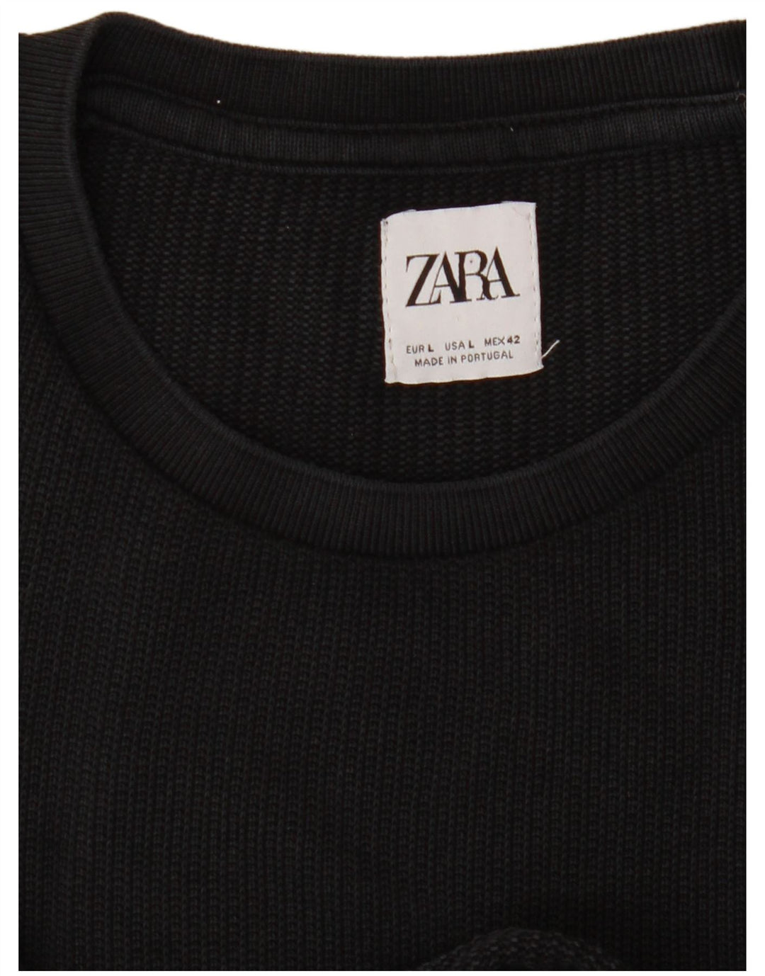 Zara Damen Strick-T-Shirt-Oberteil UK 16 Large Schwarz