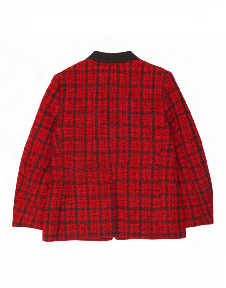 Donna Enrica Damen 3-Knopf-Blazerjacke UK 16 Großer roter Hahnentritt