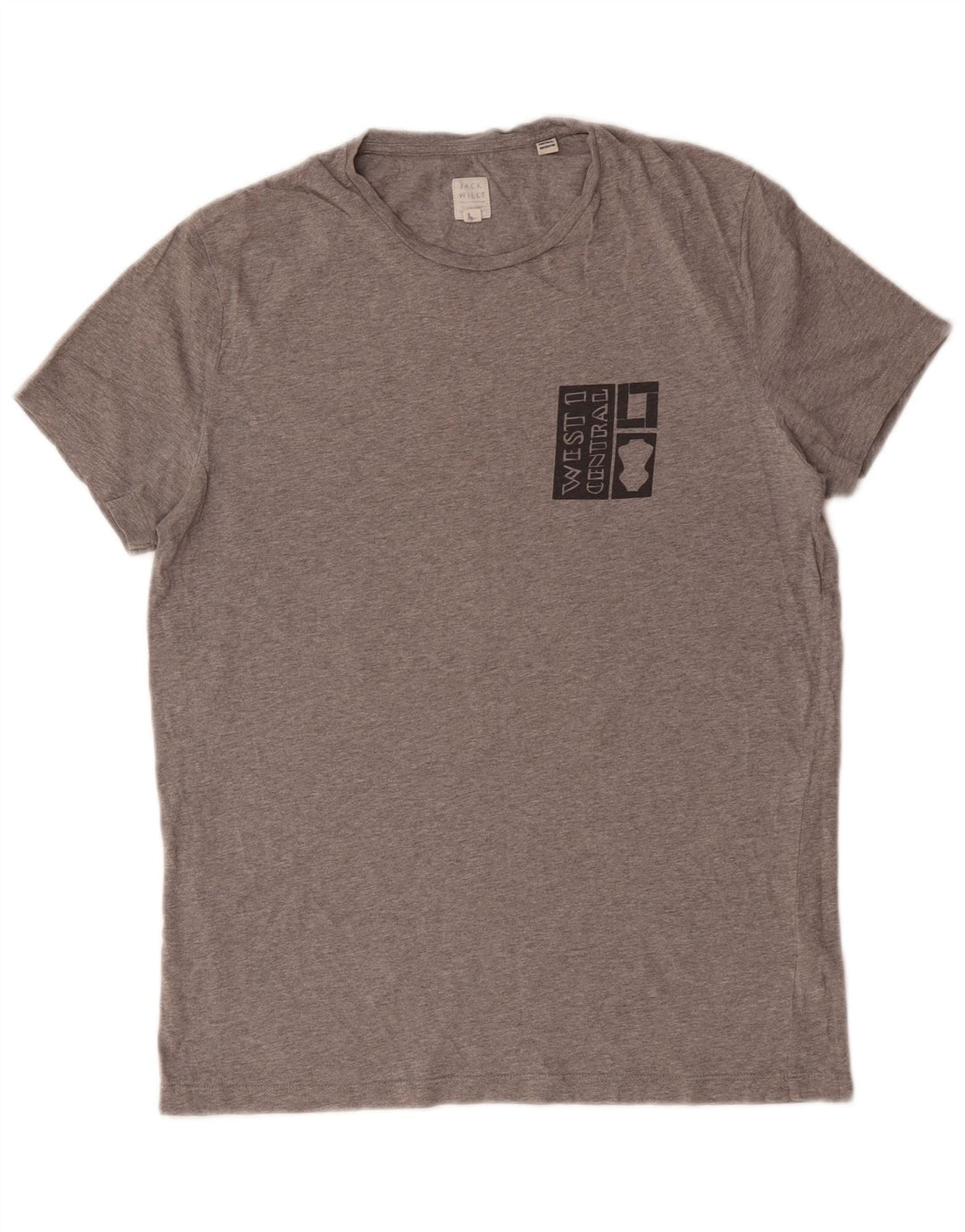 Jack Wills Herren-T-Shirt mit Grafik, Größe S, grau gesprenkelte Baumwolle