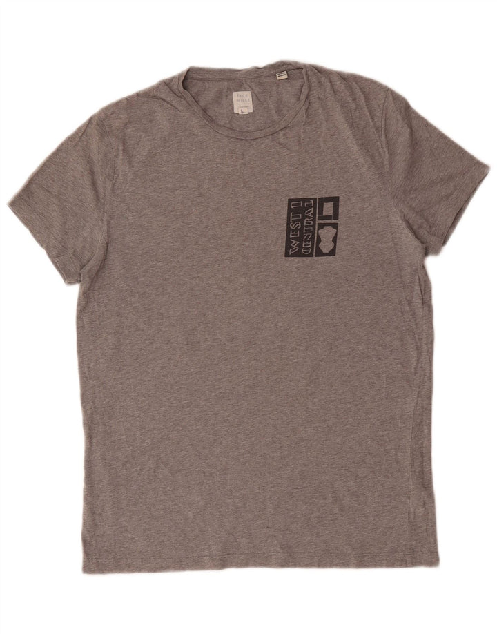 Jack Wills Herren-T-Shirt mit Grafik, Größe S, grau gesprenkelte Baumwolle