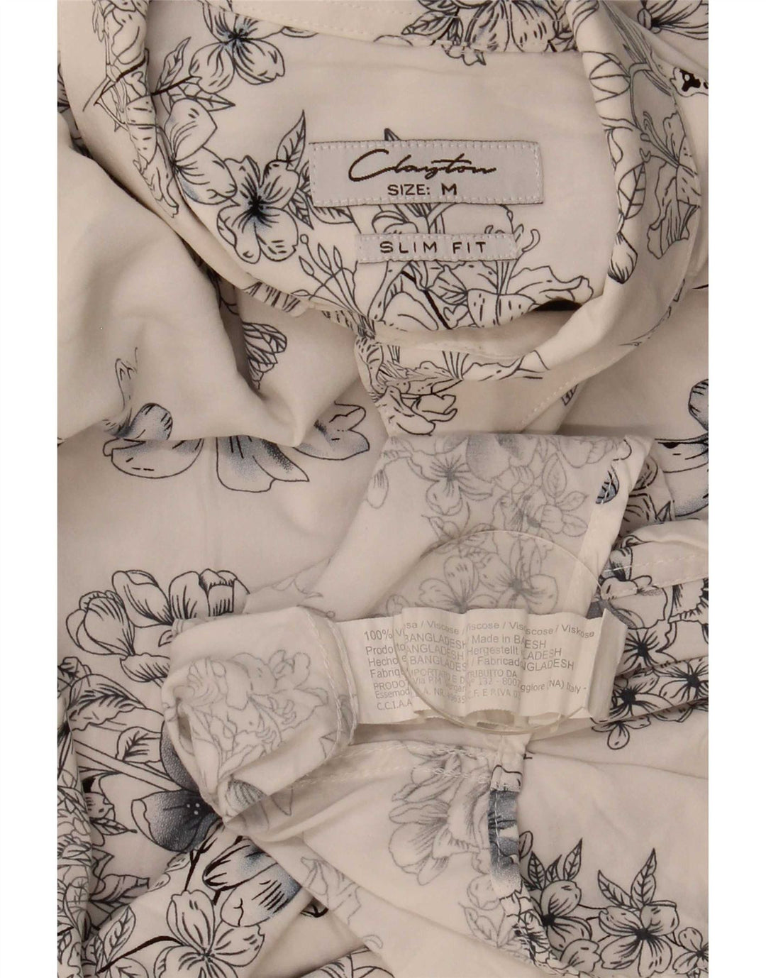 Clayton Herren-Slim-Fit-Hemd aus mittelblauer Viskose mit Blumenmuster