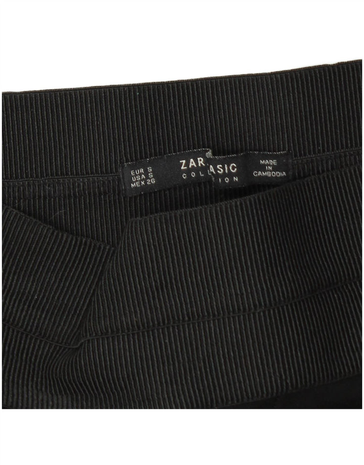 Zara Damen Leggings UK 10 Small Schwarz Nadelstreifen