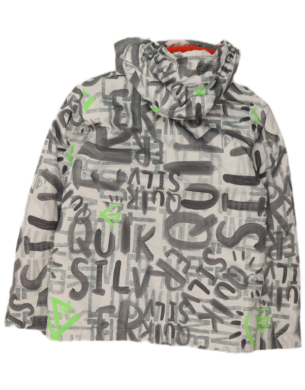 Quiksilver Jungen-Skijacke mit grafischer Kapuze, 13–14 Jahre, großes graues Polyester