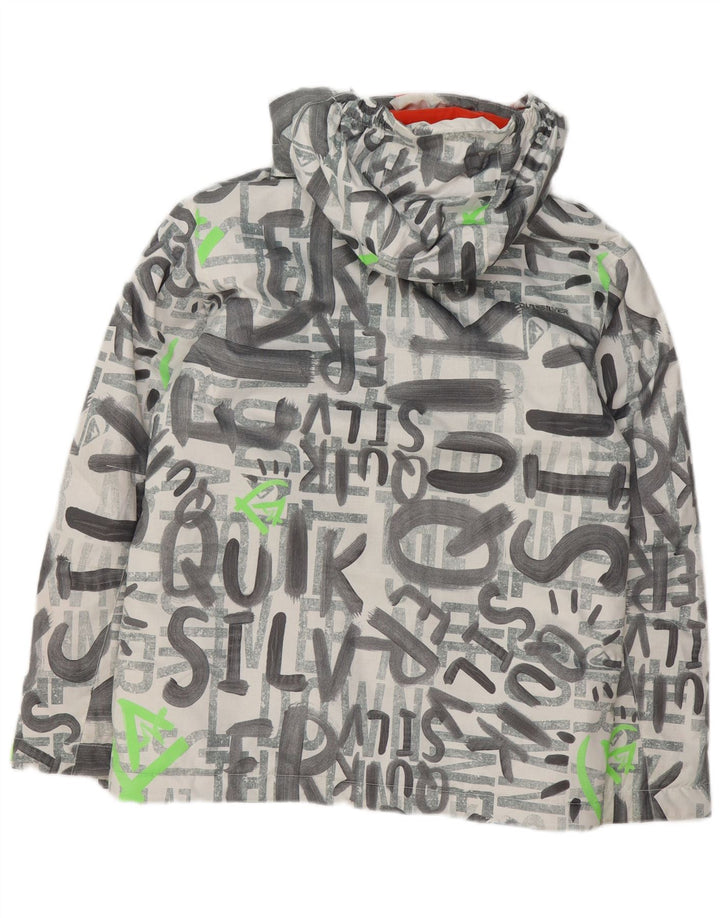 Quiksilver Jungen-Skijacke mit grafischer Kapuze, 13–14 Jahre, großes graues Polyester
