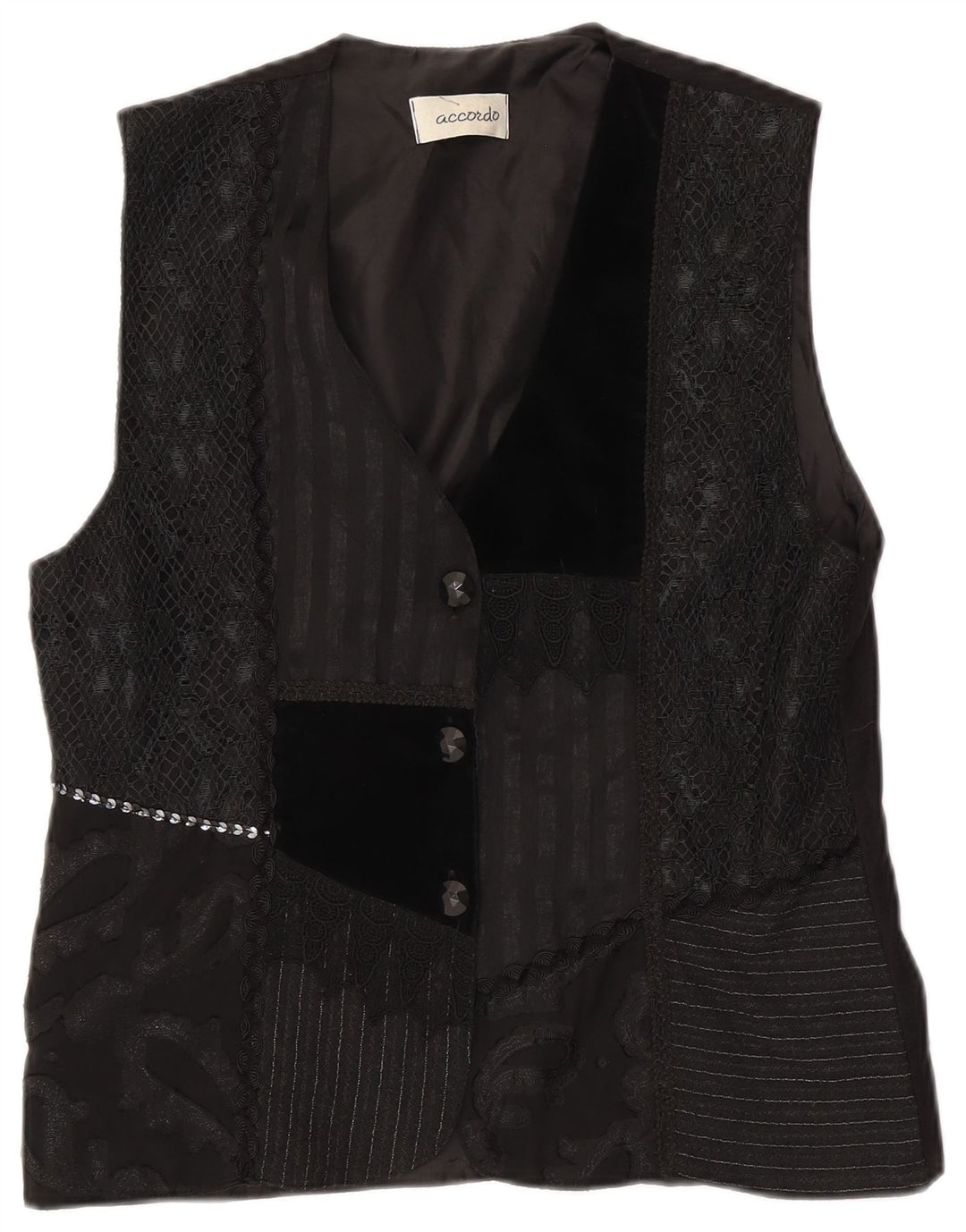 ACCORDO Damen Weste UK 14 Medium Schwarz Patchwork