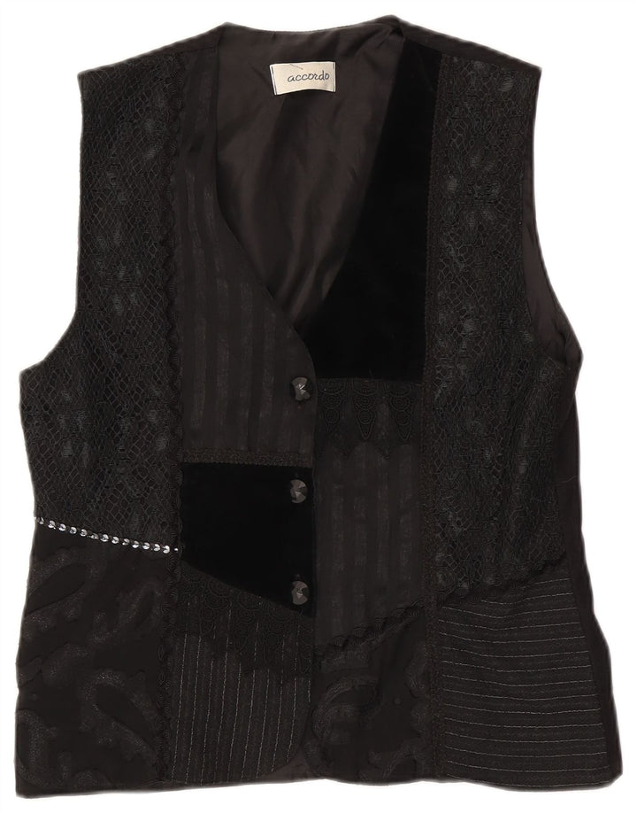 ACCORDO Damen Weste UK 14 Medium Schwarz Patchwork
