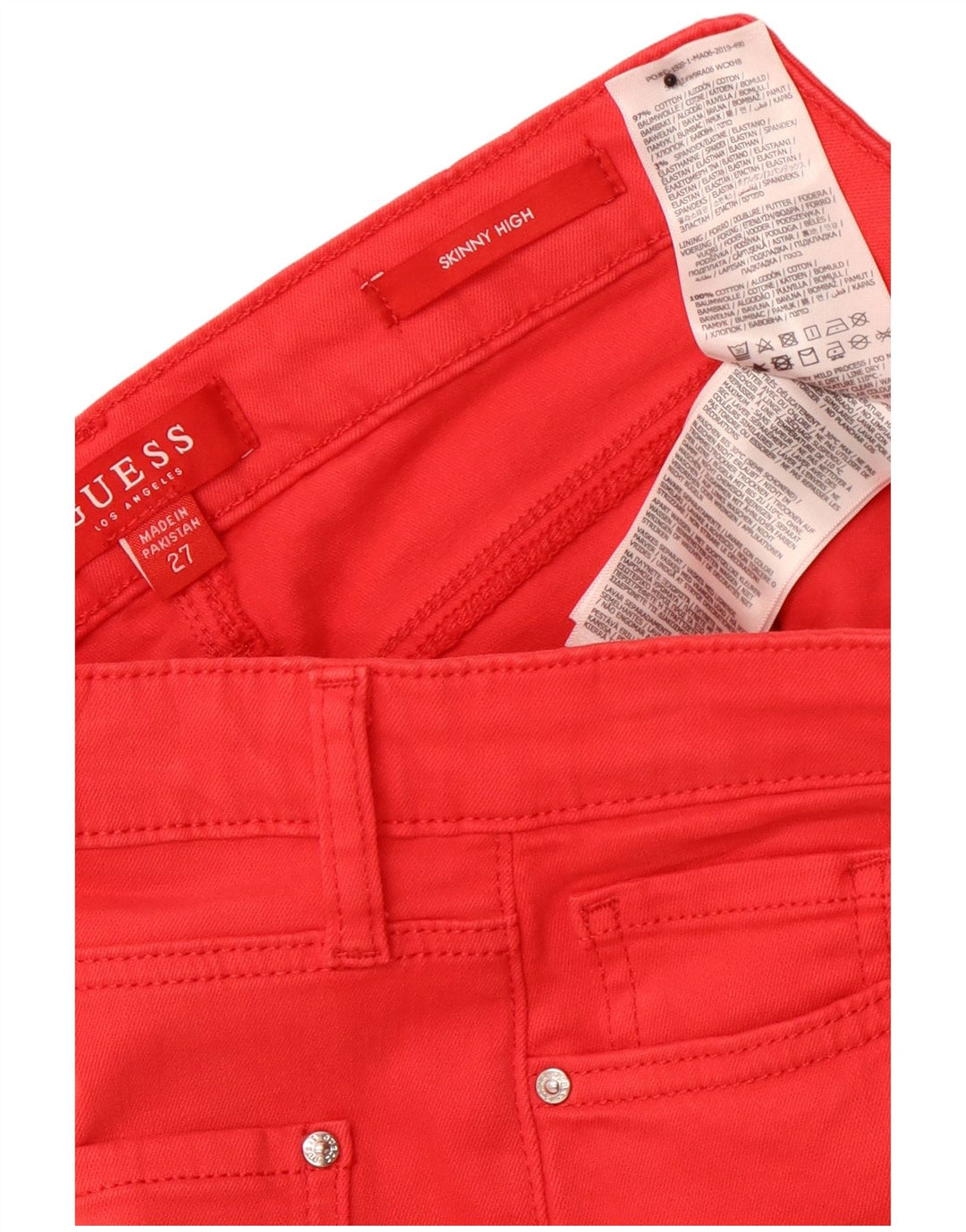 GUESS Damen High Rise Skinny Jeans W27 L27 Rote Baumwolle