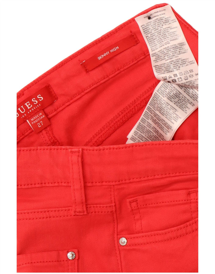 GUESS Damen High Rise Skinny Jeans W27 L27 Rote Baumwolle