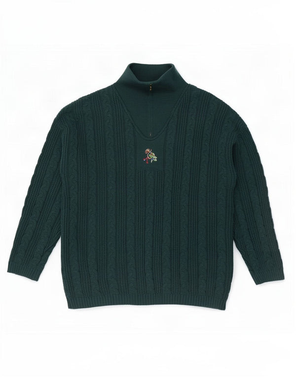 Vintage Herren-Pullover mit Reißverschluss, XL, Grün