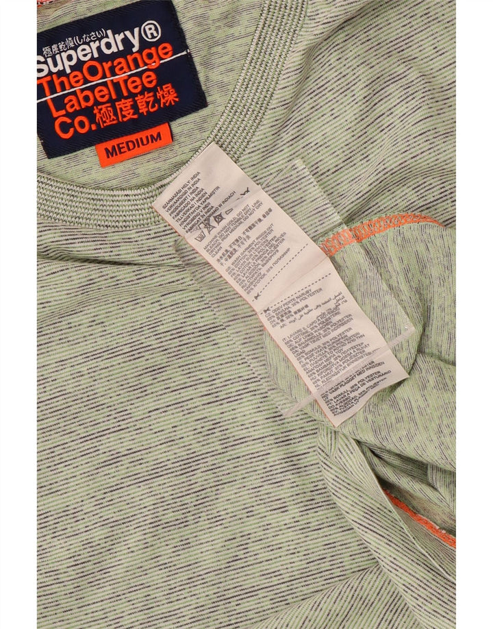 Superdry Herren T-Shirt-Oberteil aus mittelgrüner, gestreifter Baumwolle