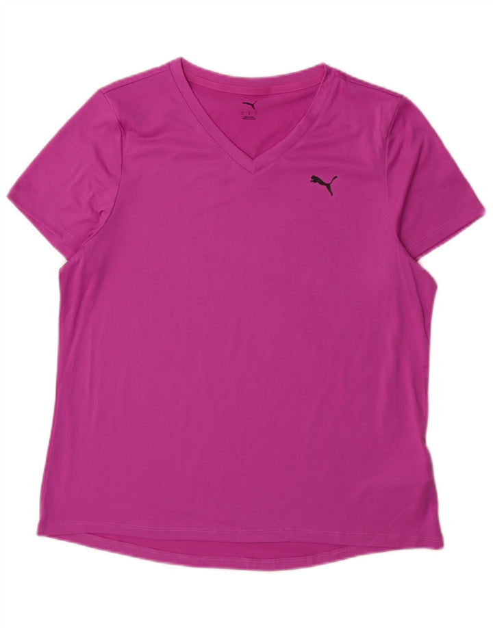 Puma Damen T-Shirt Top UK 16 Large Rosa Polyester