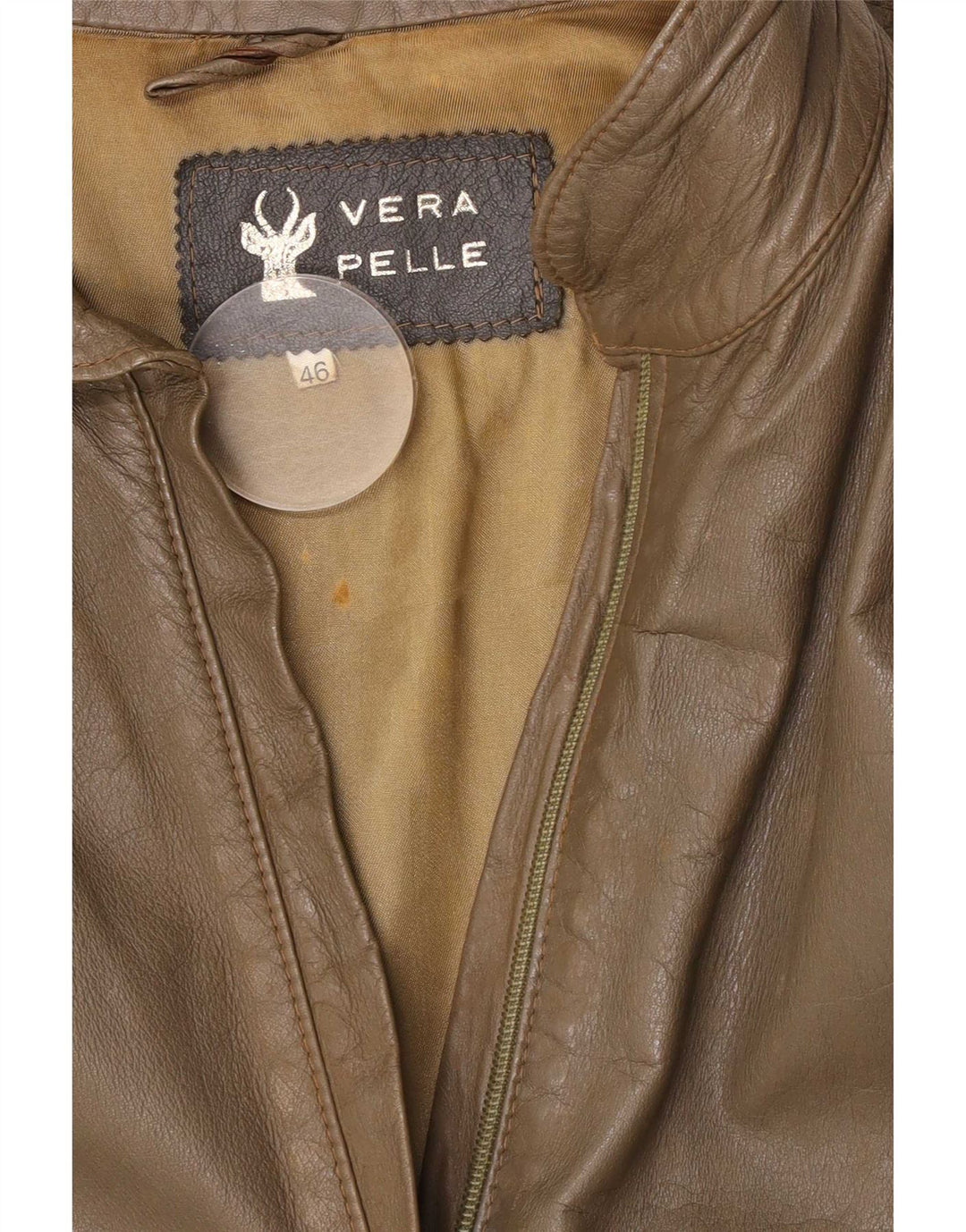 Vintage Damen Lederjacke IT 46 Großes Khaki-Leder