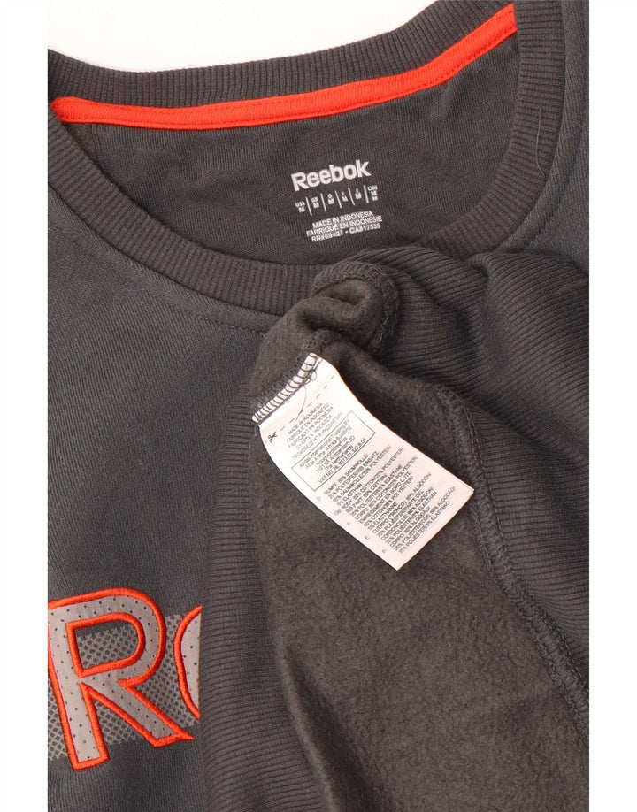 Reebok Herren Grafik-Sweatshirt-Pullover aus mittelgrauer Baumwolle