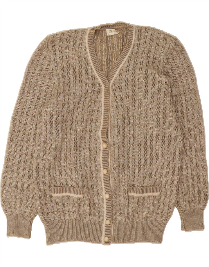 VINTAGE Womens Cardigan Sweater UK 16 Large Beige Wool Vintage Vintage and Second-Hand Vintage from Messina Hembry 