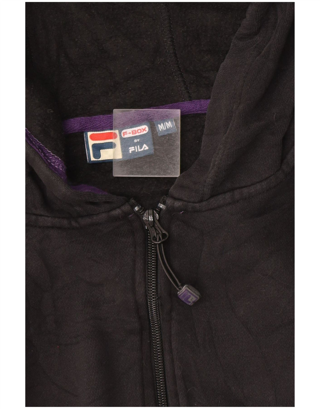 Fila Damen Zip Hoodie Pullover UK 12 Medium Schwarz