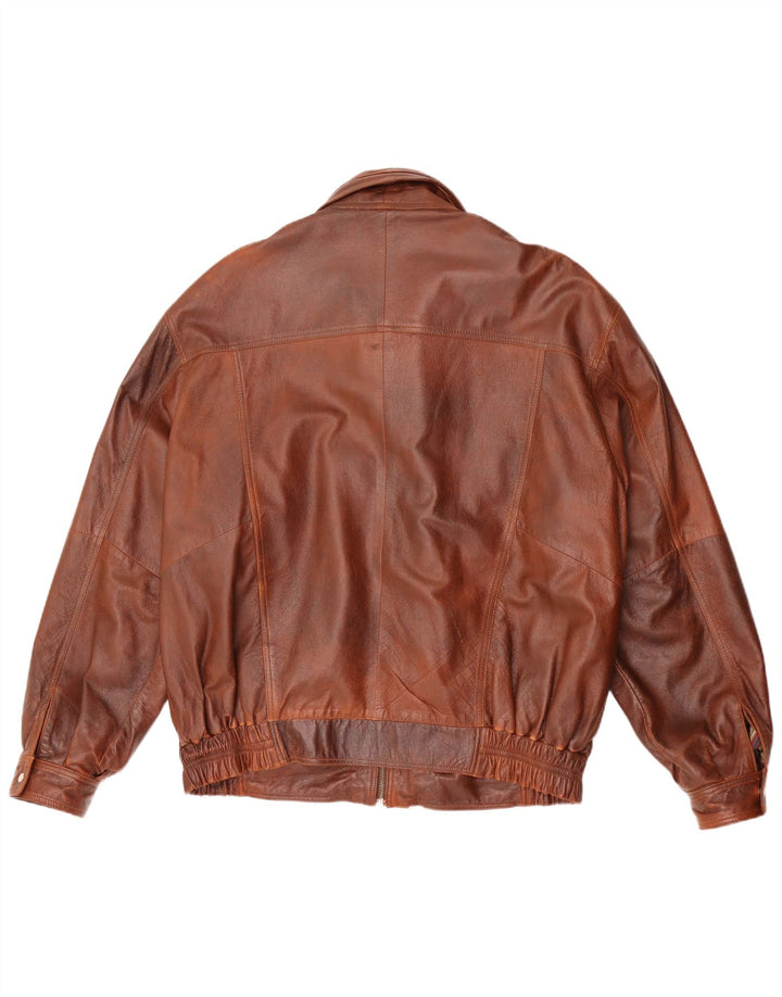 Mondial Herren-Lederjacke mit lockerer Passform, UK 38, Mittelbraun