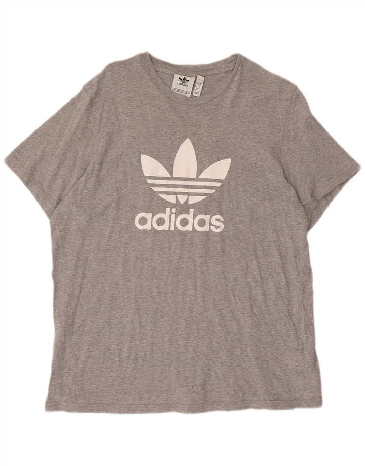 ADIDAS Mens Graphic T-Shirt Top Large Grey Cotton