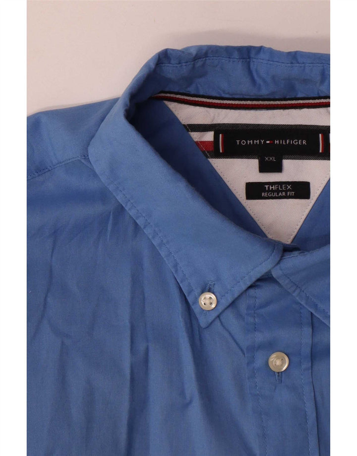Tommy Hilfiger Herren-Hemd mit normaler Passform, 2XL, blaue Baumwolle