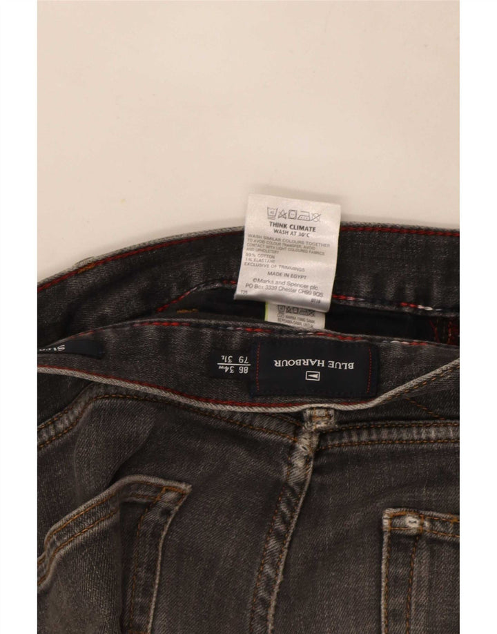Marks & Spencer Herren Blue Harbor Straight Jeans W34 L29 Graue Baumwolle