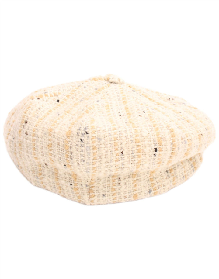 DONEGAL Damen Schiebermütze, groß, beige, Fischgrätenmuster, Schurwolle