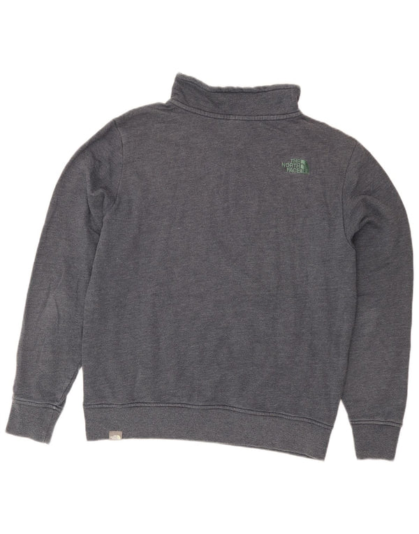 The North Face Mens Zip Neck Sweatshirt Jumper Medium Grey Cotton