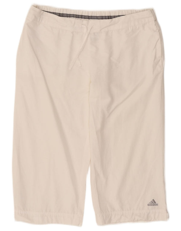 Adidas Damen Bermuda Sport Shorts UK 14 Large Off White Baumwolle