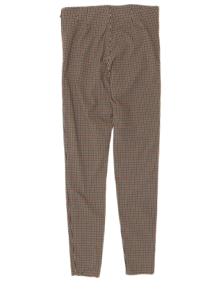 Zara Damen Skinny Hose Medium W28 L28 Braun Gingham