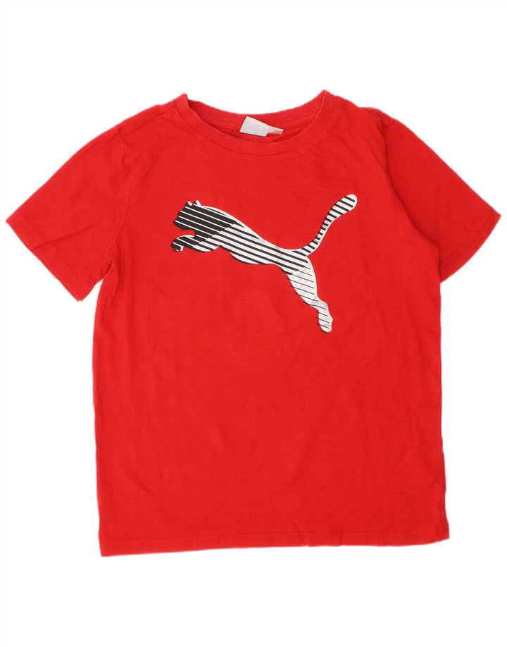 Puma Jungen T-Shirt mit Grafik, 7–8 Jahre, Größe S, rote Baumwolle