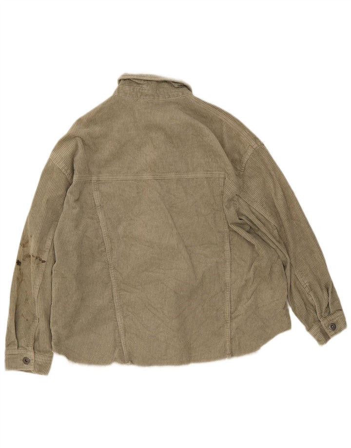 Zara Damen Cordjacke UK 14 Medium Khaki Baumwolle