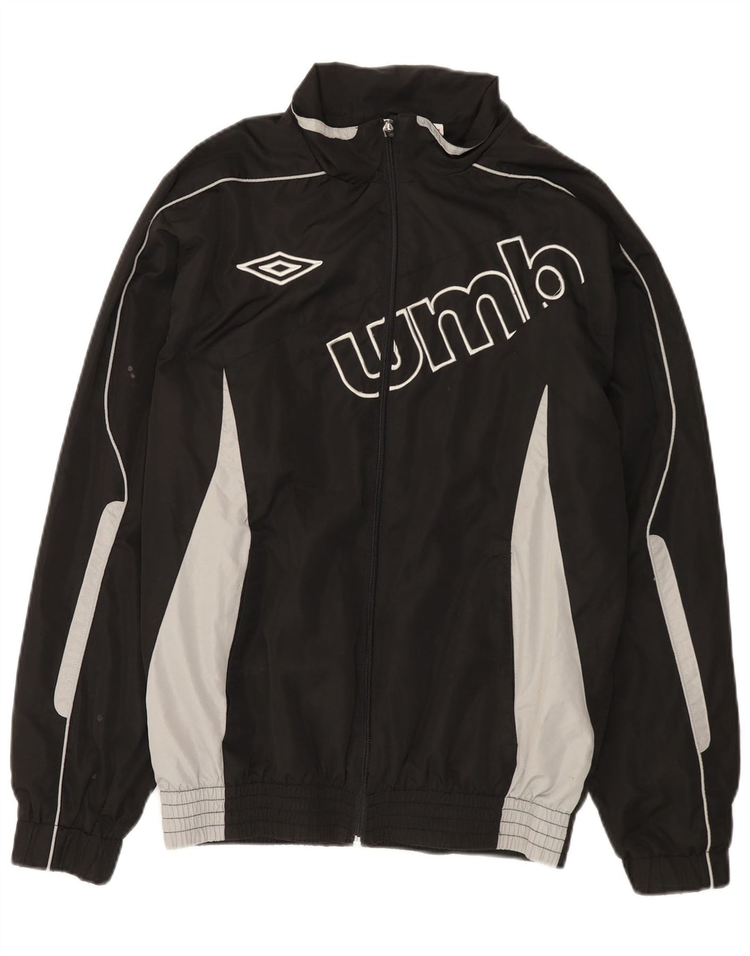 Umbro Herren-Trainingsanzugoberteil mit Grafik, XL, schwarzes Farbblock-Polyester