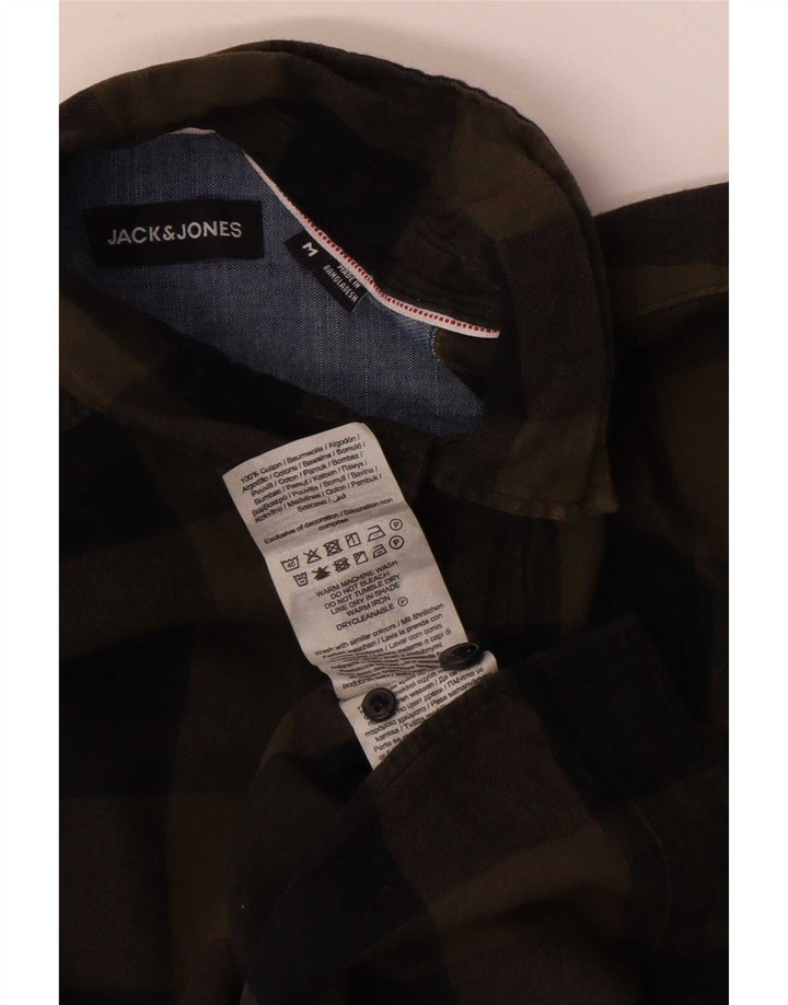 Jack & Jones Herren-Flanellhemd, mittelgroße Khaki-Gingham-Baumwolle