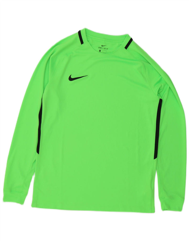 Nike Herren-Dri-Fit-Oberteil mit langen Ärmeln, mittelgrünes Farbblock-Polyester